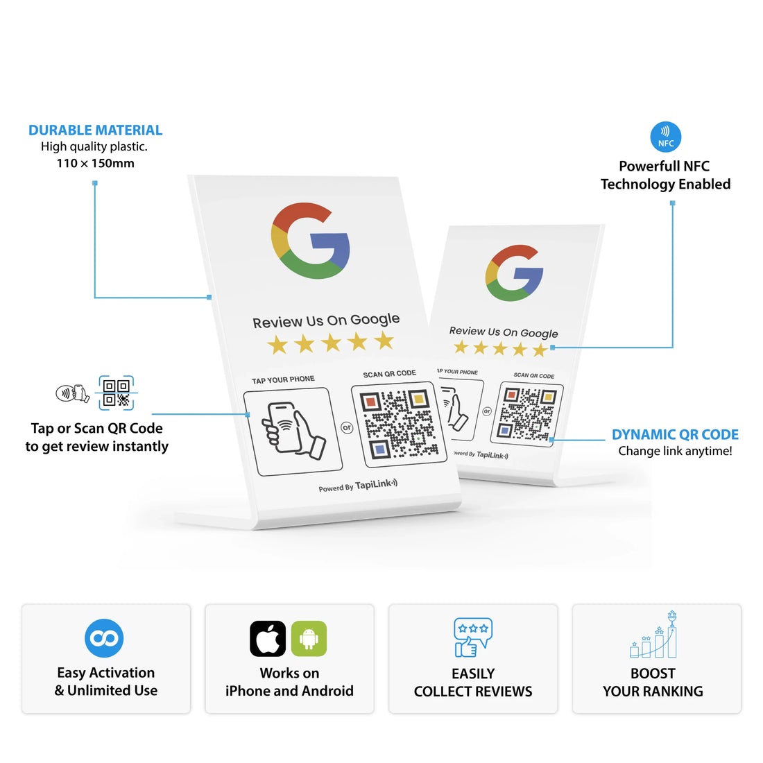 QR and NFC Google Review Stand