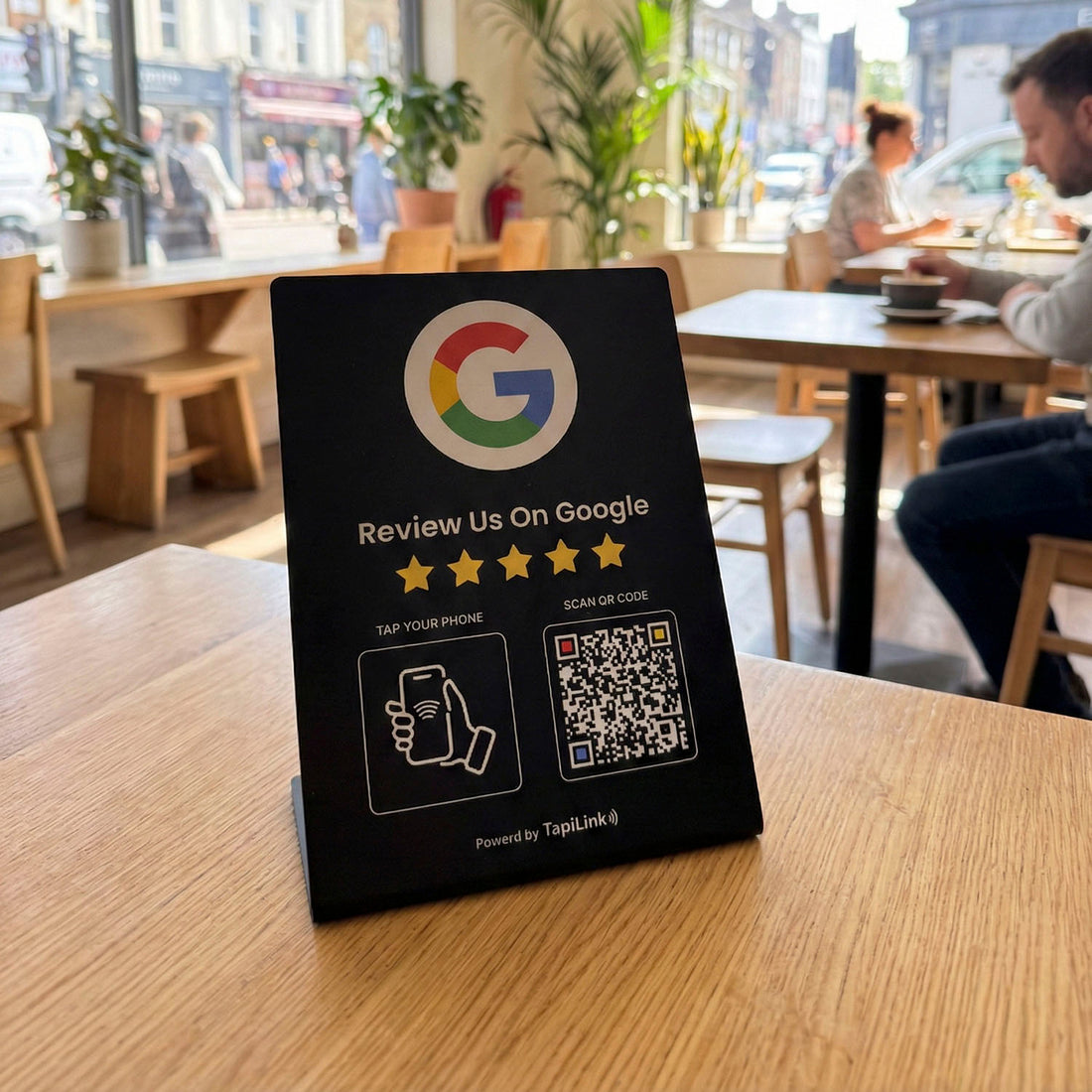 NFC + QR Google Review Display Stand (Black)