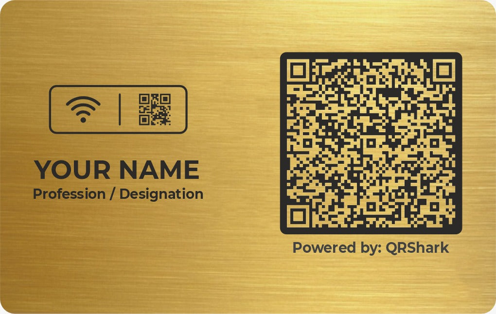 QRShark Metallic Gold Smart NFC Business Card | Luxury Contactless Digital Visiting Card